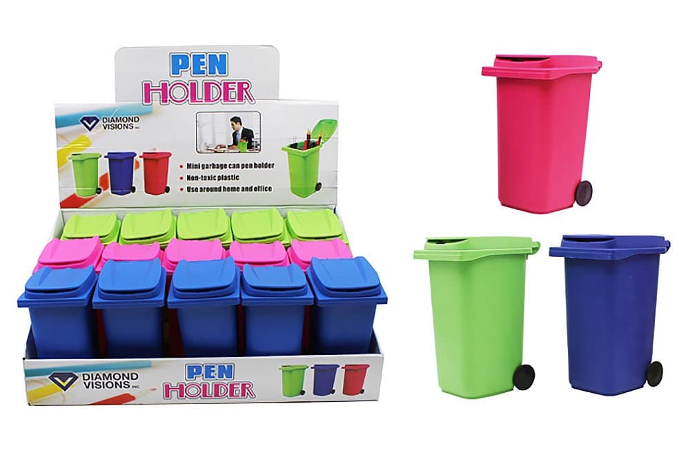 Diamond Visions 01-1597 Garbage Can Pen Holder MultiPack in Assorted Colors (2 Pen Holders)