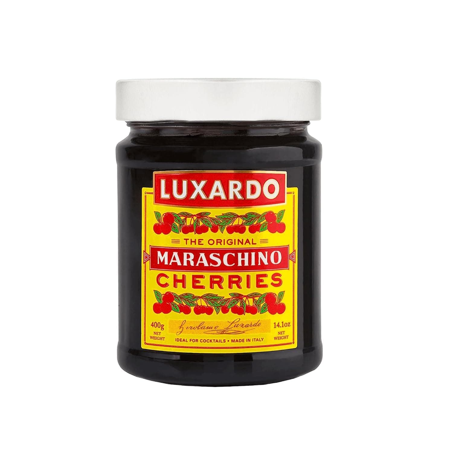 Luxardo The Original Maraschino Cherries | Gourmet Italian Maraschino Cherries | Ideal for Cocktails and Desserts, 400g Jar