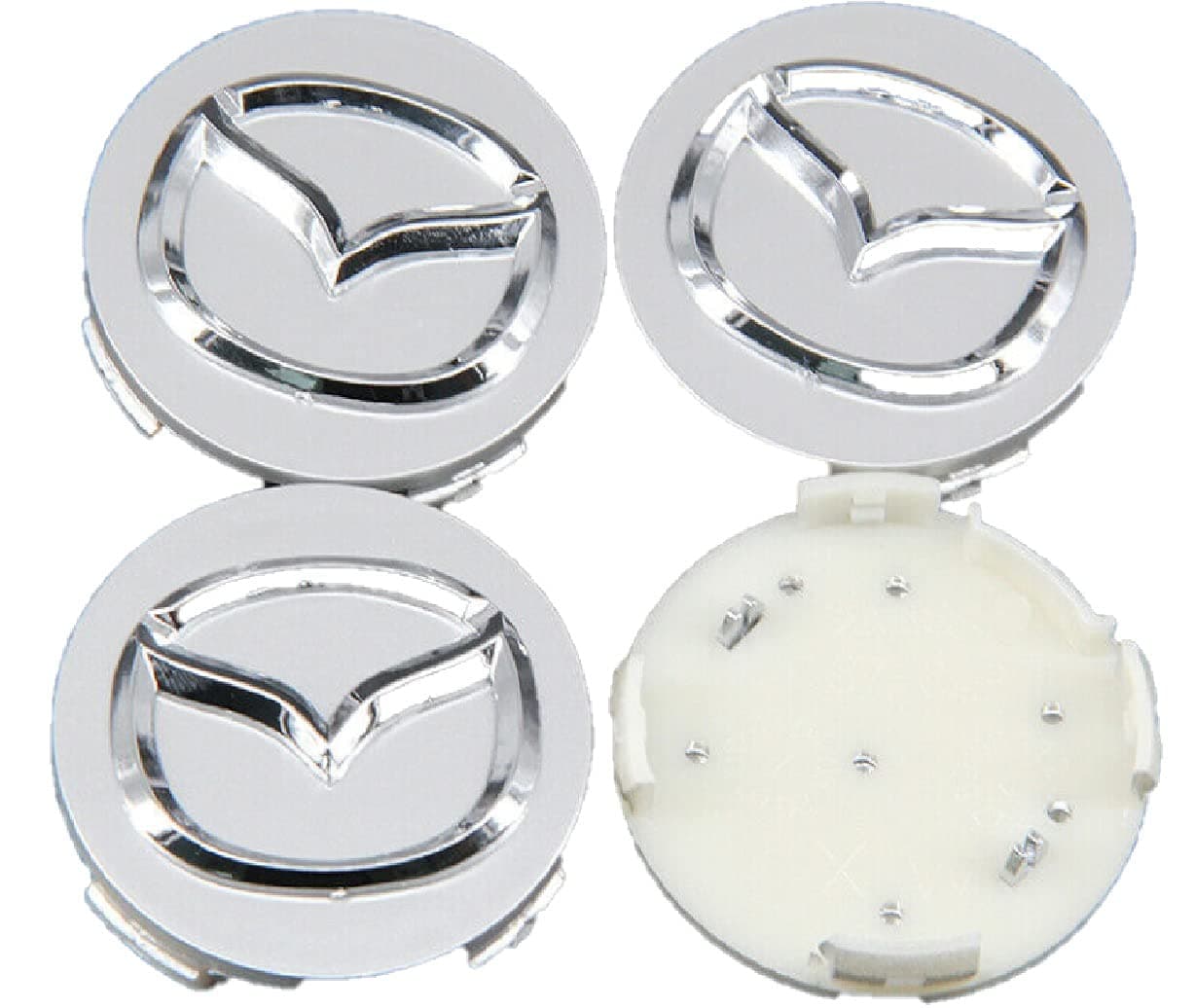 Mazda Gray Chrome Emblem 56MM Hub Cap Logo Set of 4 - HUBCAP_WHEEL_COVER