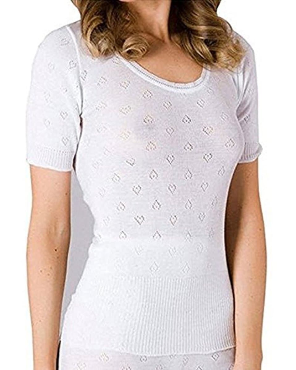 Ladies DELUX Thermal Underwear SHORT SLEEVE SPENCER XL 18-20 Wht