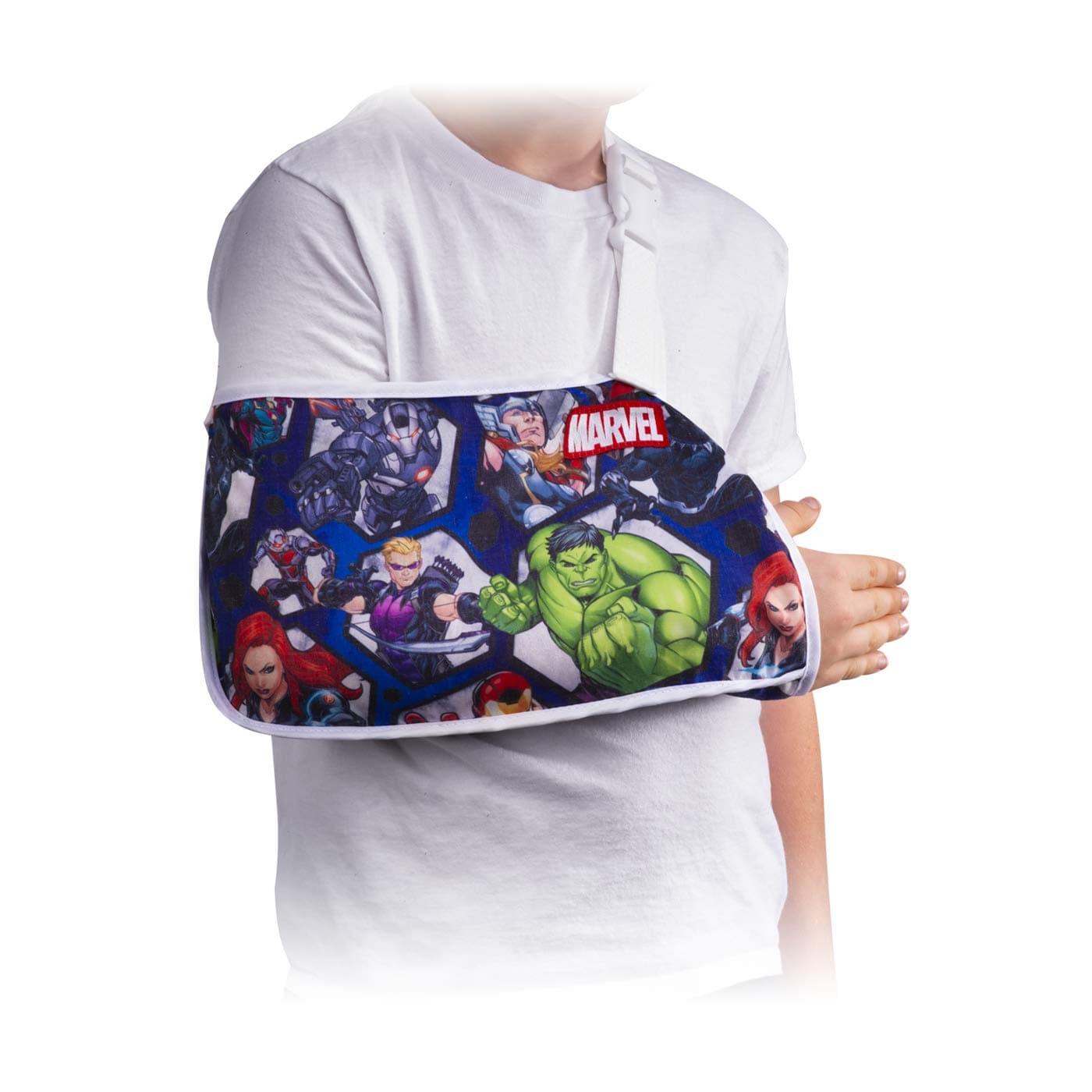 DonJoy Advantage Youth Arm Sling Featuring Marvel | Adjustable, Lightweight and Breathable Kids Brace for Left or Right Hand | Shoulder Immobilizer - Avengers XX-Small