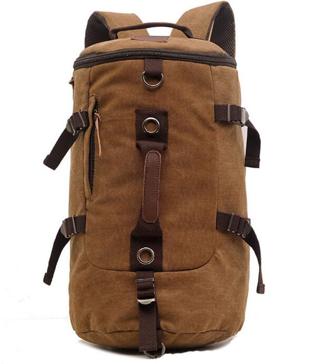 Mayfield Plaza Large Capacity Men’s Travel Bag Mountain Backpack Hiking Camping Gym Bag Laptop Shoulder Bag Retro Canvas Weekend Travel Duffel Bag Brown