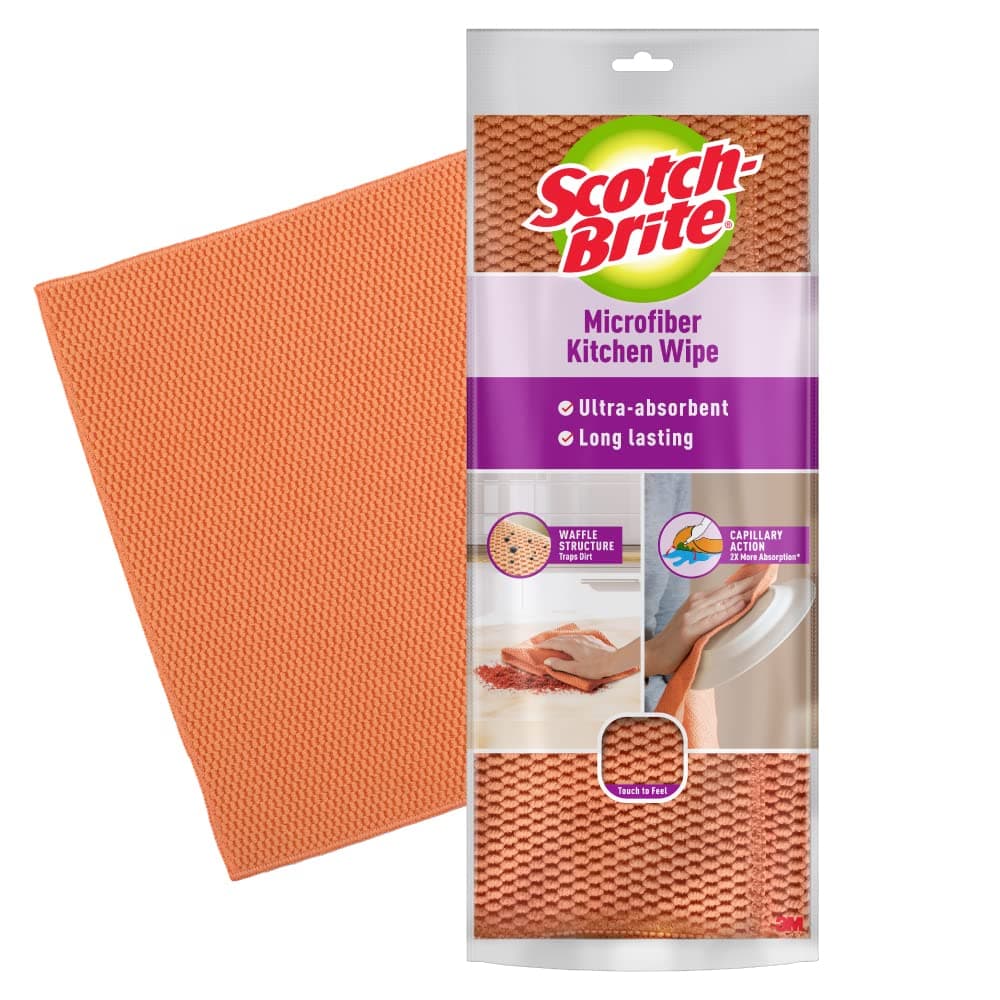 Microfiber Kitchen Cleaning Cloth (Pack of 1 Orange) (Wet & Dry Cleaning of Kitchen slabs, Appliances, Table, Gas stove, Utensils etc)