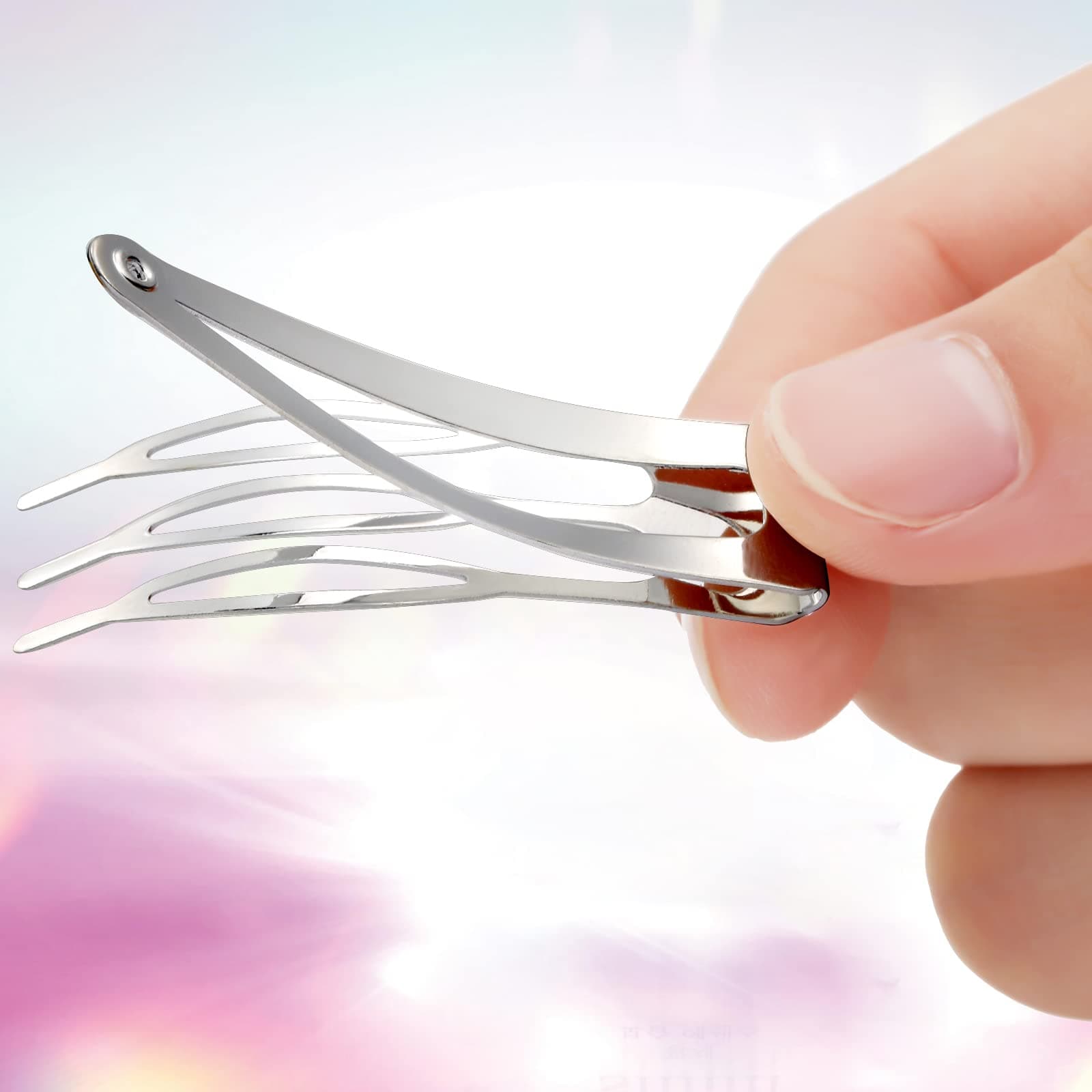 Chinco 24 Pcs Double Grip Hair Clips Metal Snap Clips Women Barrettes for Hair Making, Salon Supplies(Silver,2 Inch)