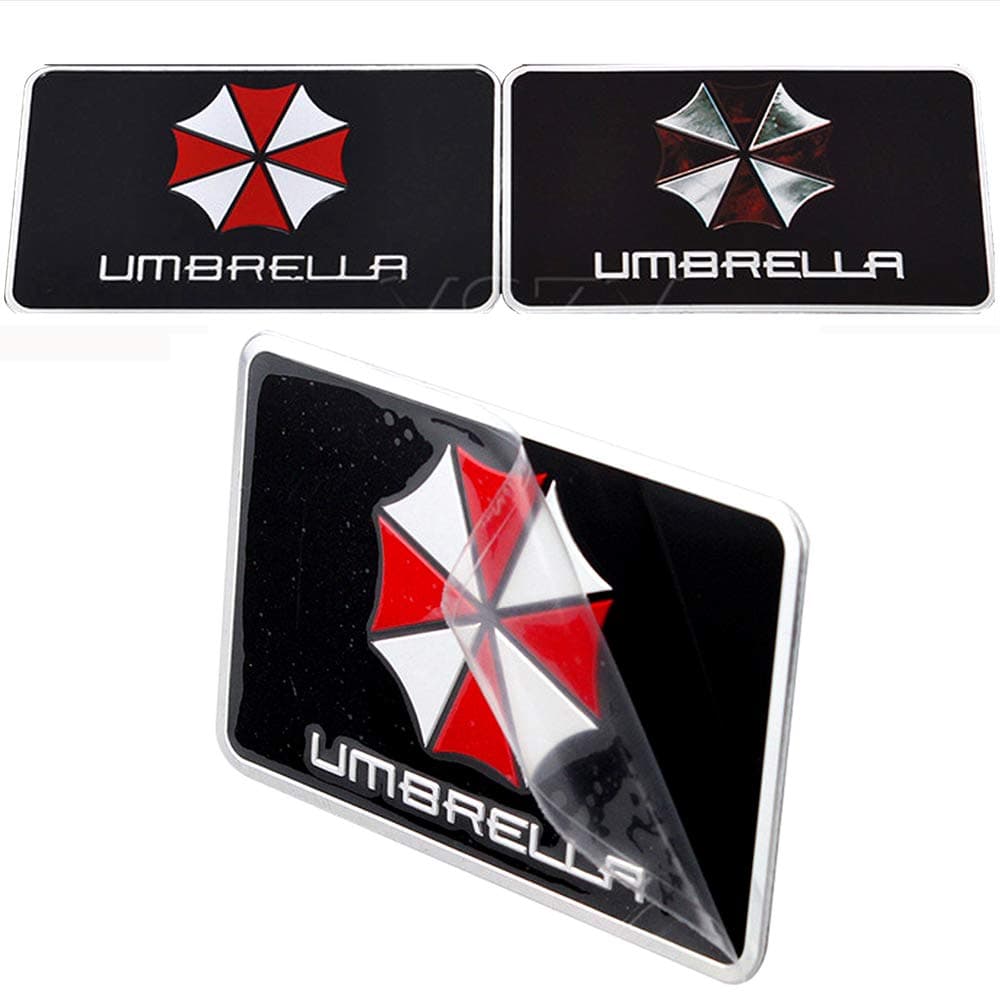 YSpring 2 pcs/Set Resident Evil Umbrella Corporation Rectangle Black Emblem Decals Aluminum Alloy Badge Stickers for Car Laptop Motorcycle(Style N-1.97in3.15in)