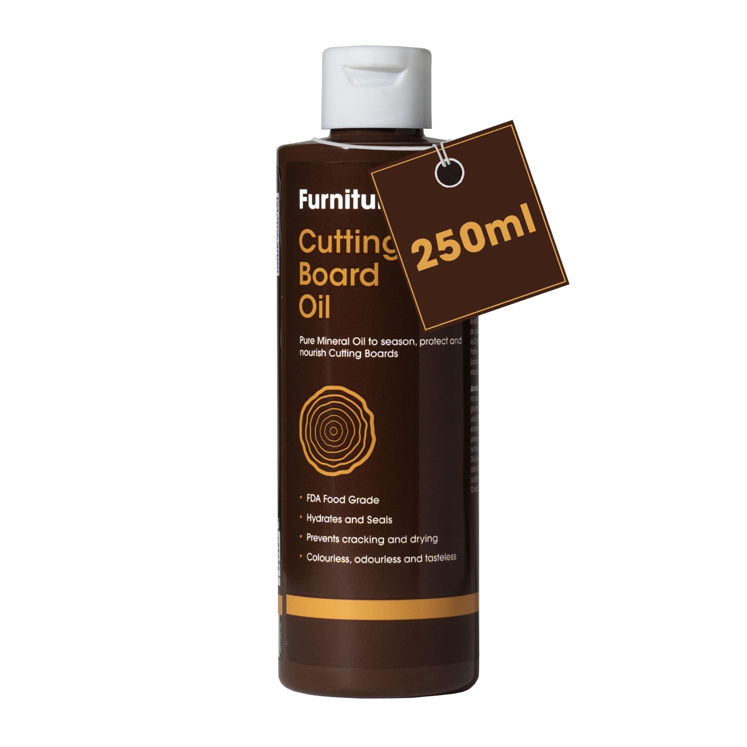 Furniture Clinic Chopping Board Oil - Premium Food Grade Mineral Oil to Protect and Restore Wood Cutting Boards, Butcher Blocks, Countertops - 250ml