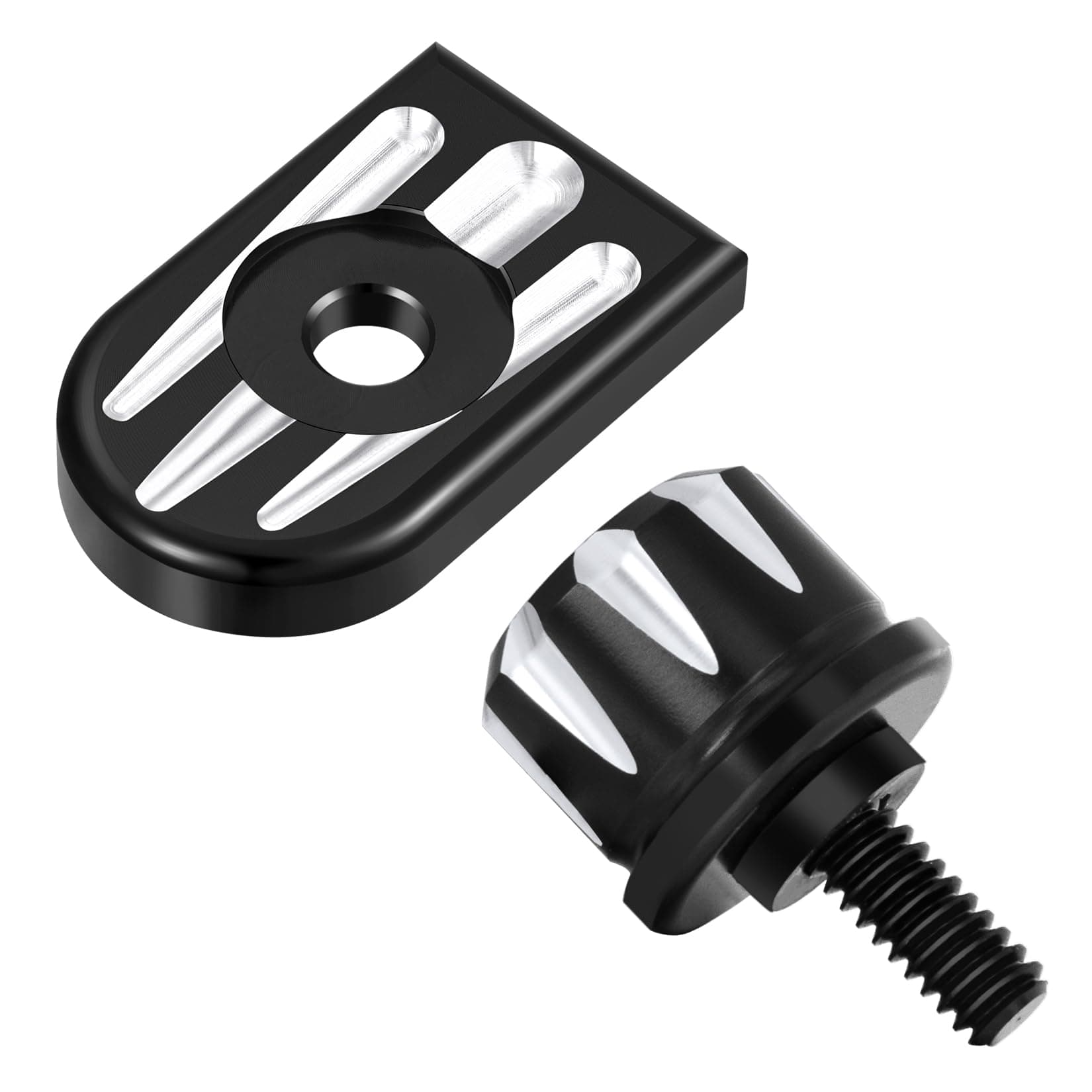 Amazicha Stainless Steel Seat Bolt Screw Cover Tab Mount Knob Black Kit Compatible for Harley Davidson 1996-2025