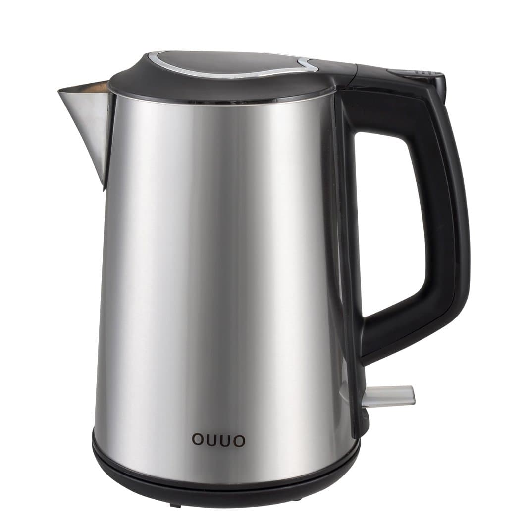 OUUO Cordless Stainless Steel Double Wall Electric Water Kettle 1.9 quart