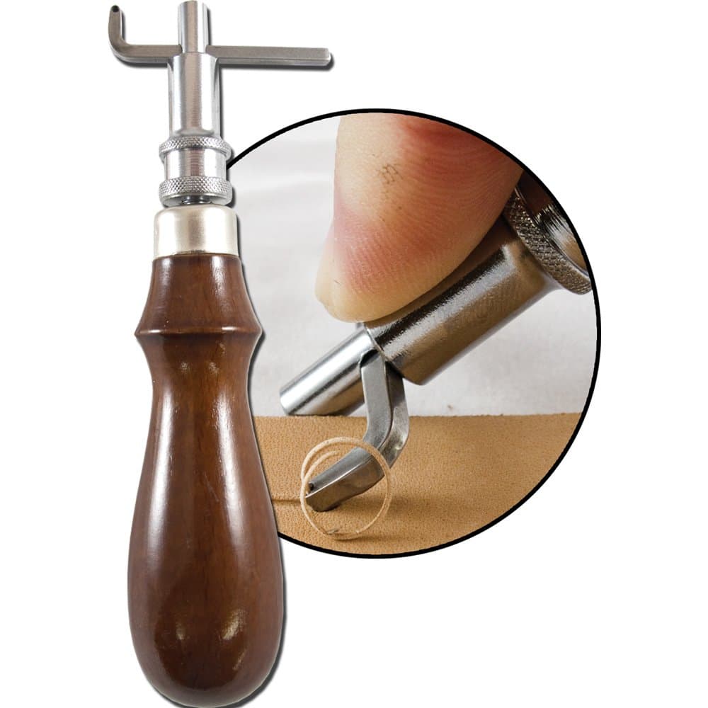 Adjustable Leather Stitching Groover Tool – Saddlemaker’s Edge Creaser with Wooden Handle for Leathercraft – Springfield Leather Company