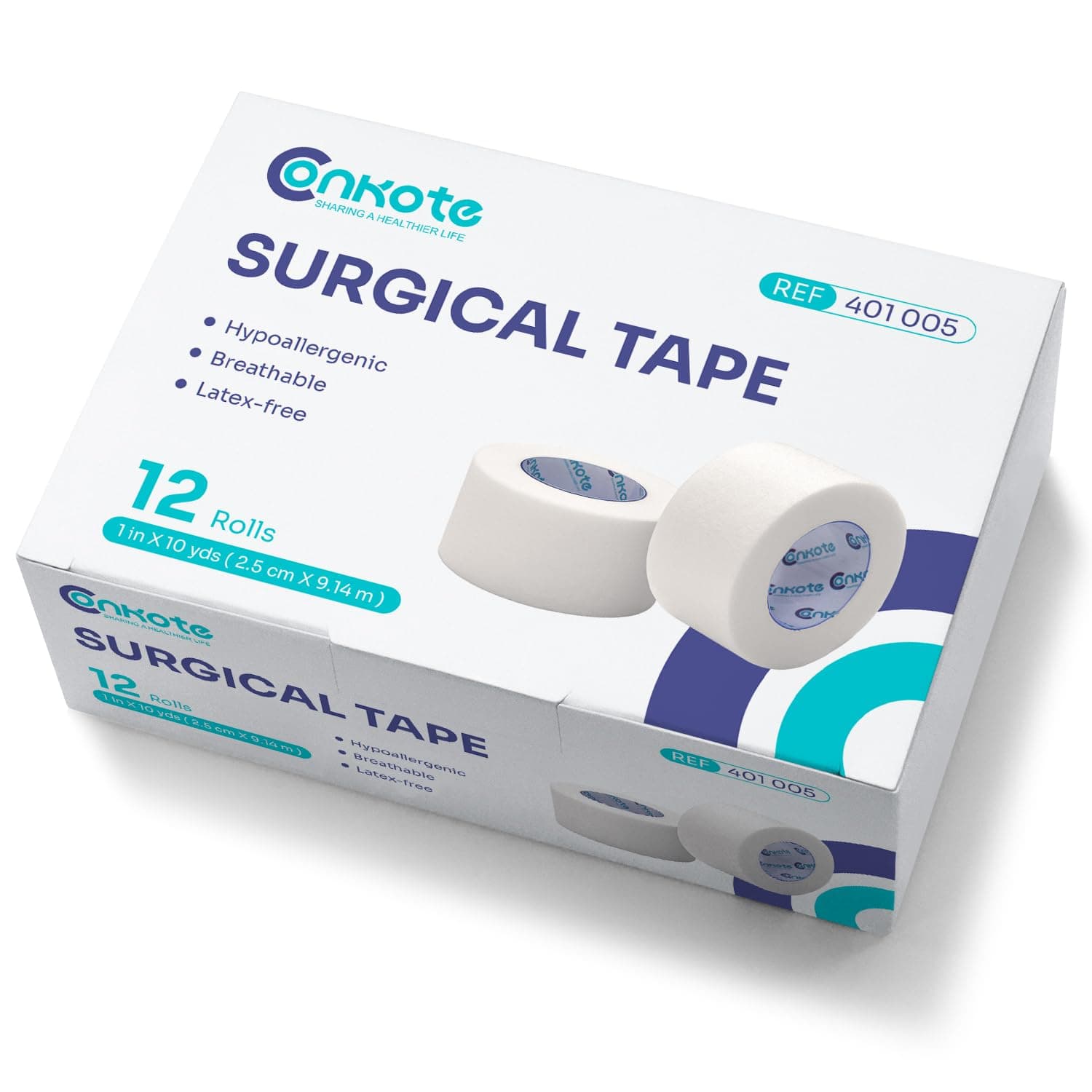 Conkote Soft Paper Surgical Tape 1" x 10 Yards, Gentle Adhesion and Hypoallergenic, 12 Rolls
