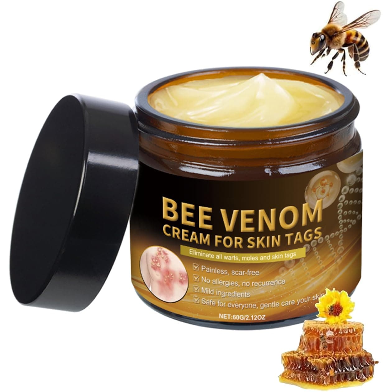 Bee Venom Skin Cream, Bee Venom Cream, Bee Venom for skin,Bee Venom Instant Ultra Strength Cream, Bee Venom skin cream, Professional Bee Venom Repair Cream for All Body Parts (60G)