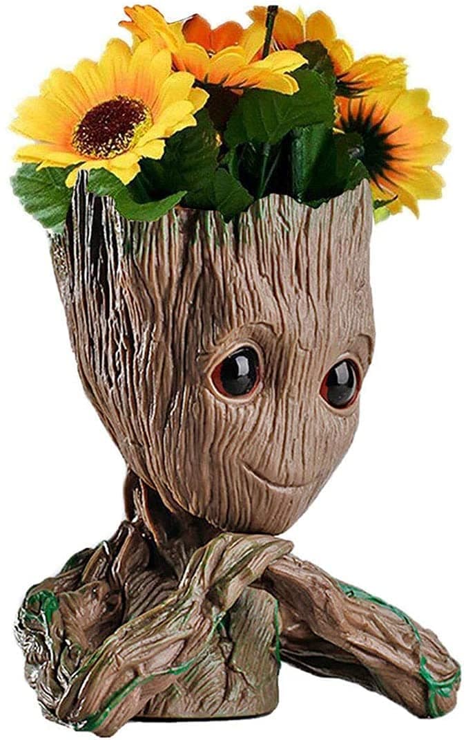 Evona Baby Groot Flowerpot Cute Model Toy Pen Pencil Holder Pot Flower Pot Planter Figurines Tree Man Garden Planter Flower Pot Gift for Baby Kids, 1 Piece