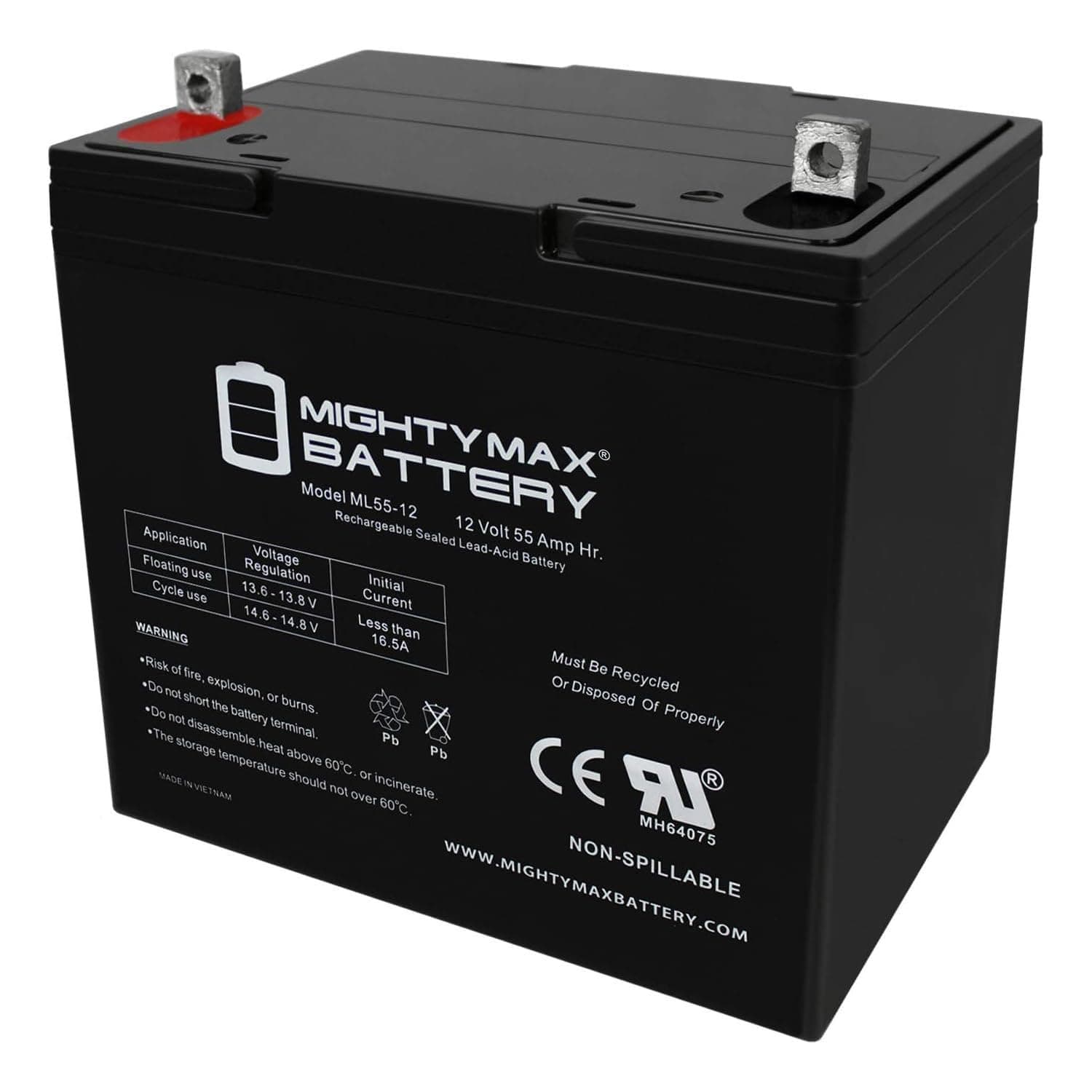 Mighty Max Battery 12V 55Ah Power Boat Pontoon Electric Trolling Motor Deep Cycle Battery