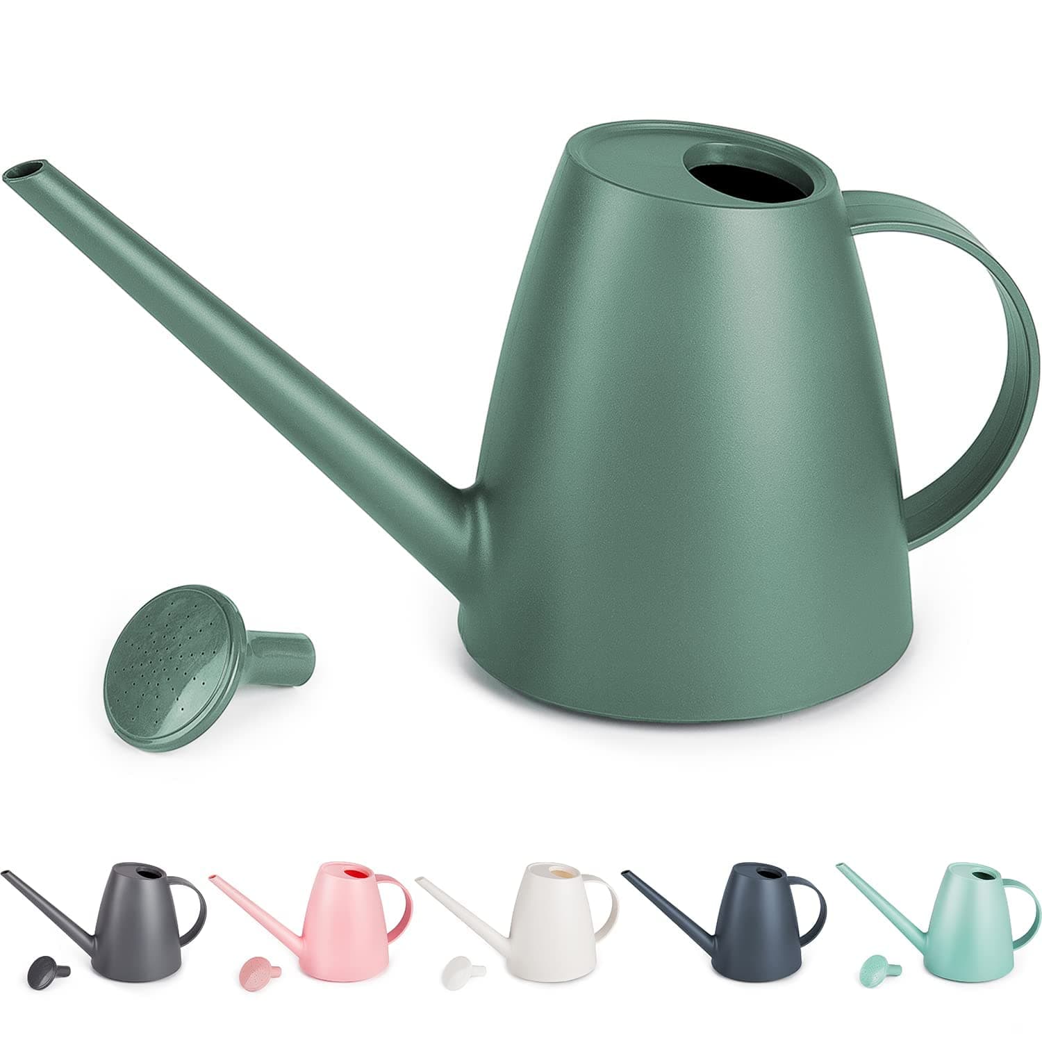 Psukhai Watering Can for Indoor Plants Garden Flower, Modern Small Water Cans Long Spout for Outdoor Watering Plants 1/2 Gallon 60OZ(Alpine Green)