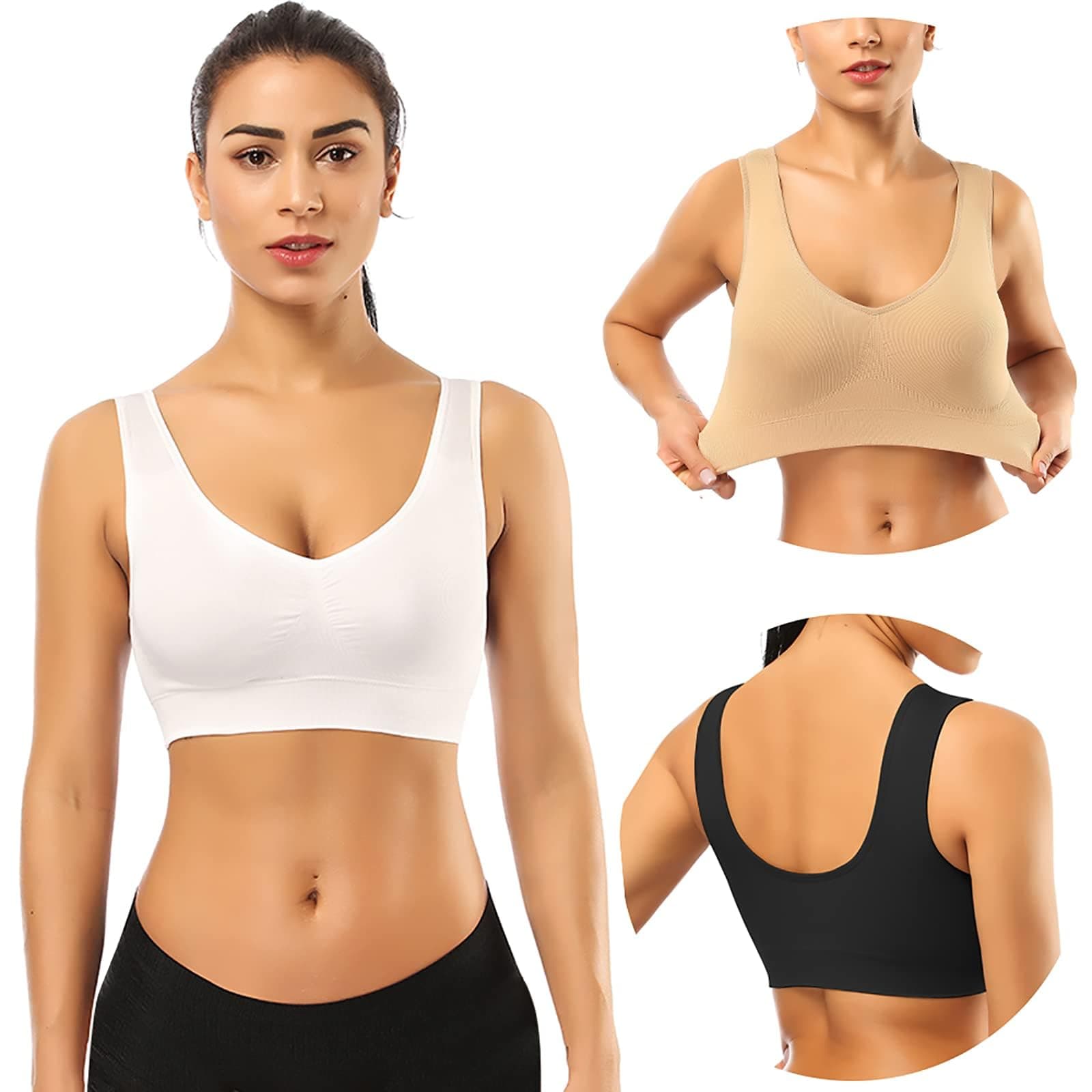 Sports Bras for Women, Seamless Comfortable Yoga Bra with Removable Pads
