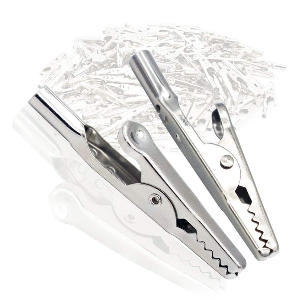 24Pcs 51mm Metal Alligator Clip Spring Clamps test line Crocodile Clip Silver Tone Alligator Clips Nickel Plated Crocodile Clamps, used in laboratory electric testing work and Cable Lead Clip