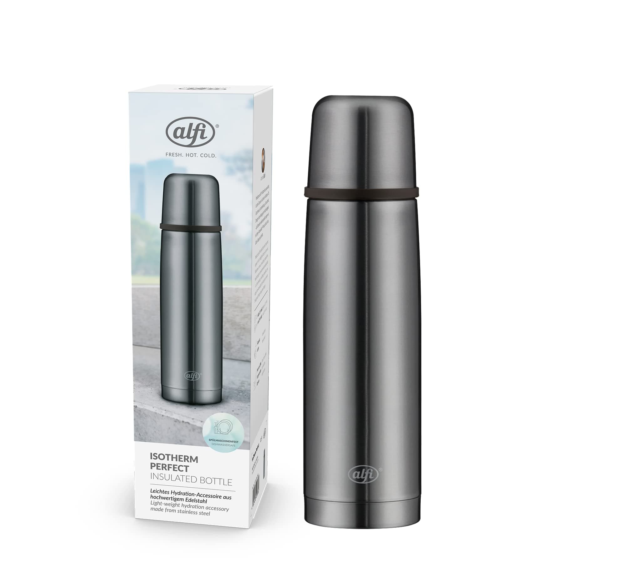 AlfiThermos Flask, Stainless Steel, Cool Grey, 0,5 Liter