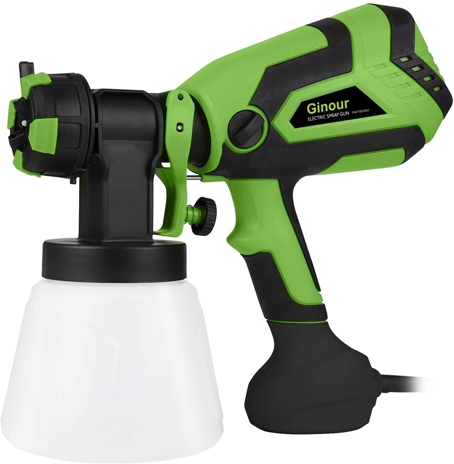 Paint Sprayer, Ginour 600W Electric Paint Gun, 1000ml HVLP Spray Gun with 4 Nozzles, 3 Spray Patterns, 5 pcs Filter Papers, Spray Gun for Home Indoor and Outdoor Painting