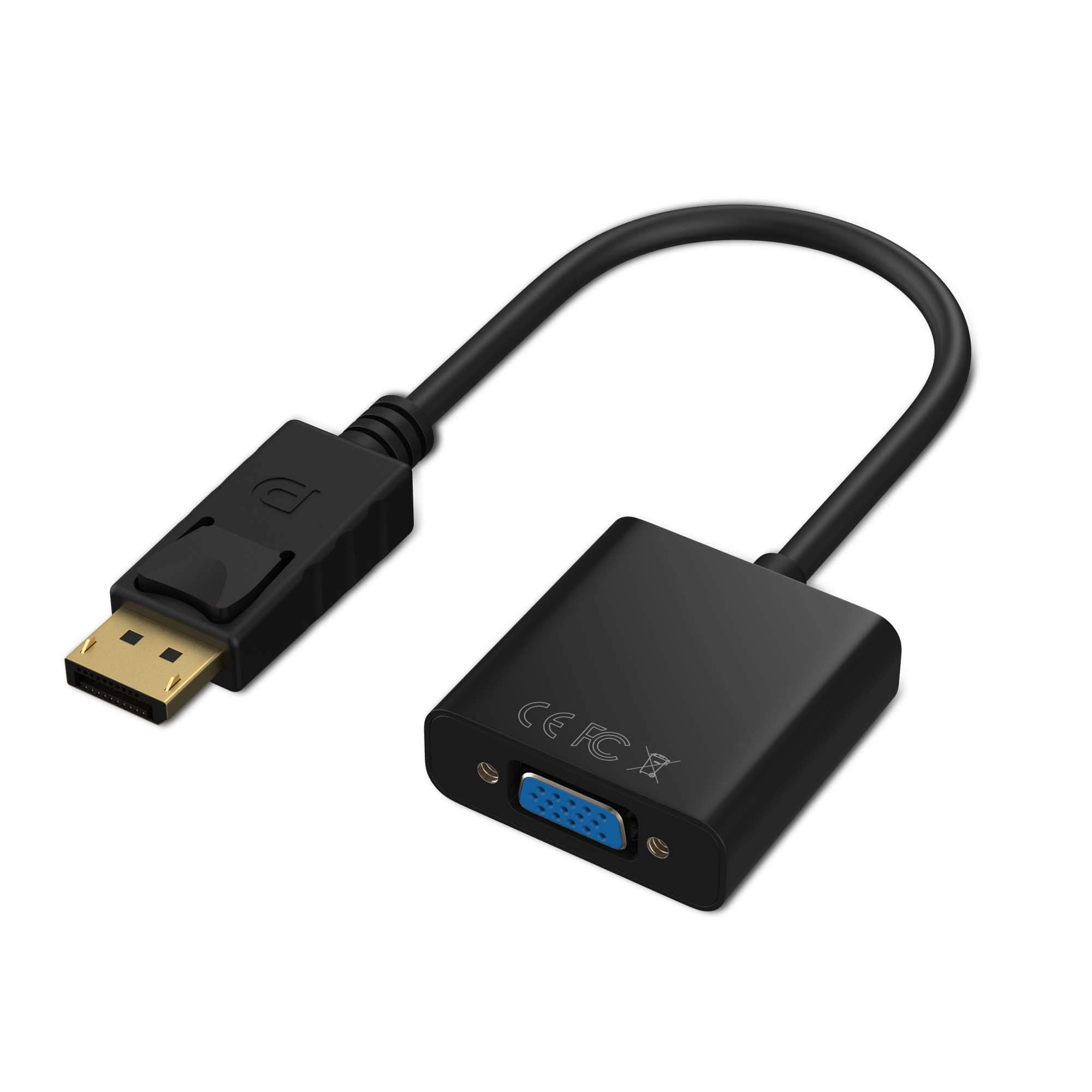 Adapter, DisplayPort (DP) to VGA Male to Female Converter (Black)