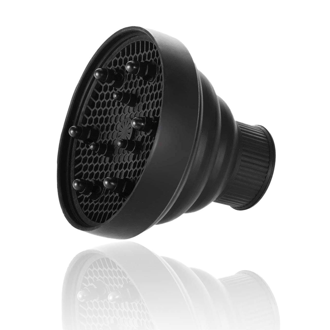 Collapsible Hair Diffuser for Curly or Wavy Hair - Suitable for 1.5 to 2.0-inch Blow Dryers, Black