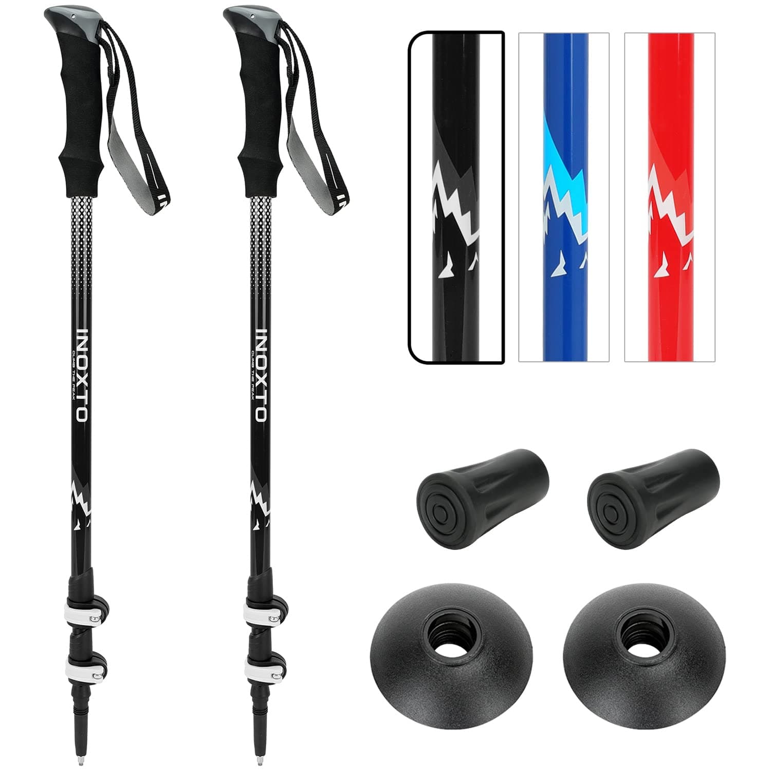 Aircraft-Grade Aluminum Trekking Poles - 2-Pc Pack Lightweight Collapsible Nordic Hiking Poles, Adjustable Telescopic Walking Stick for Men Women with Quick Lock System, All Terrain