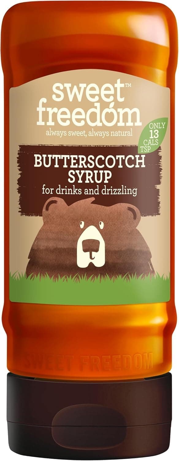 Butterscotch Syrup 350 g – Vegan Drizzle for Coffee and Pancakes, Naturally Sweetened with Fruits, Only 13 Kcal Per Teaspoon (Pack of 1)