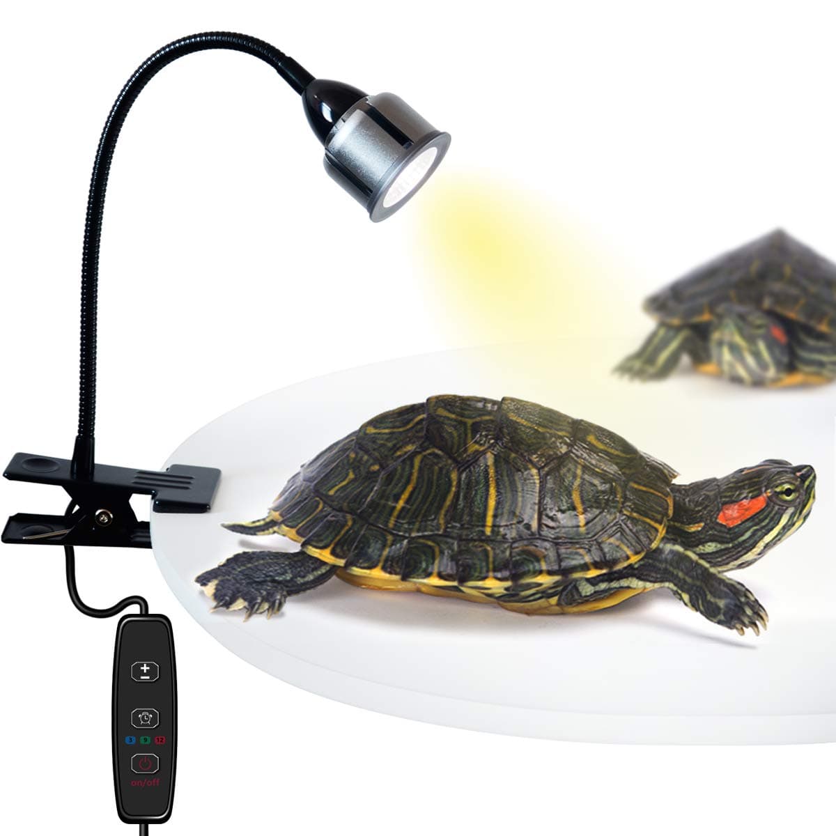 UVB Reptile Heat Light, Timing LED UVA+UVB Heat Lamp with Flexible Clamp for Reptiles Amphibian Lizard Turtle Snake Tortoises Bearded Dragons Chameleon Lizard(Lamp Bulb Include) (Silver)