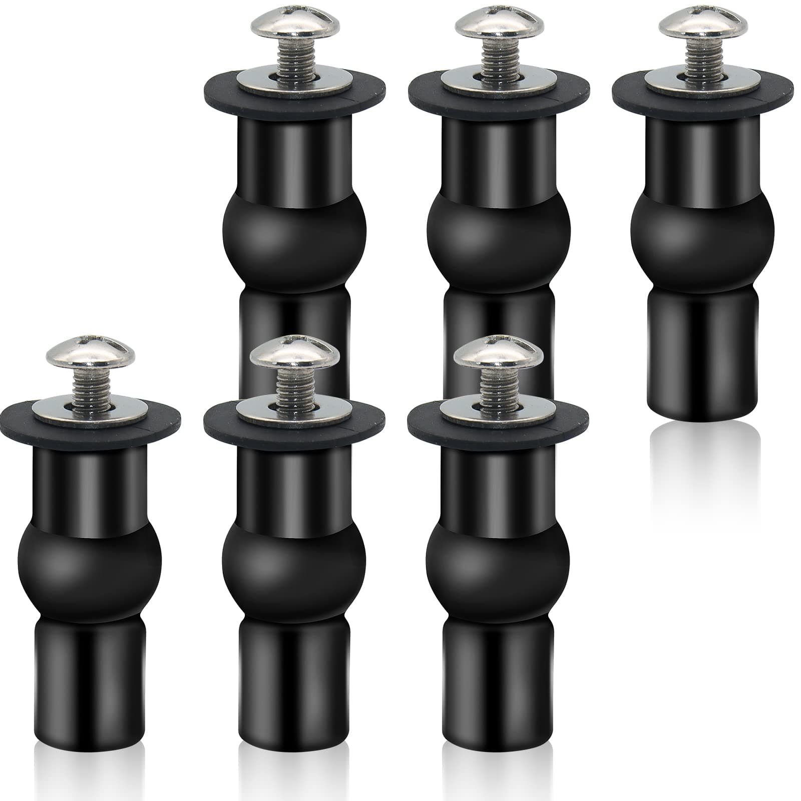 Toilet Seat Screws, 6 Packs Toilet Seat Fittings Universal Toilets Seats Hinges Expanding Rubber Top Nuts Screw Fixings Fix WC Blind Hole Fittings