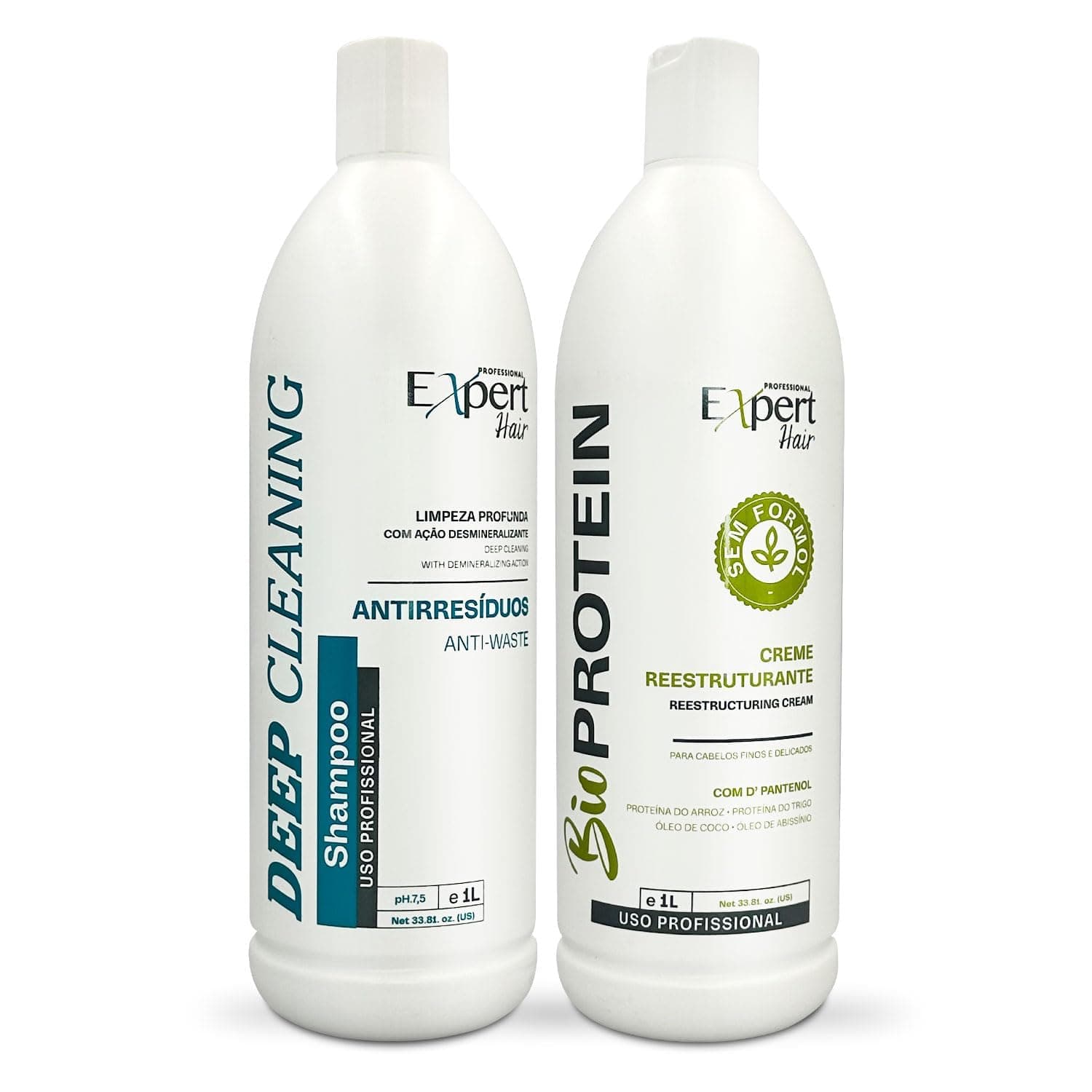 Expert Hair Bio Protein Organic -Formaldehyde-Free, Straightening- Keratina Para Alisar el Pelo, Keratina Organica Sin Formol Para Alisar el Pelo, Anti Residue Shampoo set for all hair types