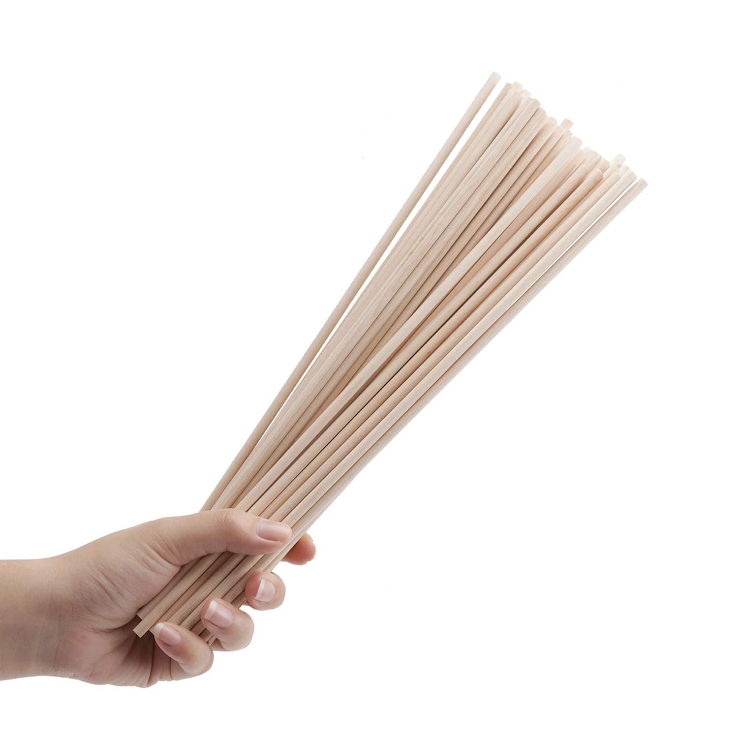 12 INCH Wood Dowel Rod, 50 Pack Long Natural Wooden Craft Sticks 5mm Diameter Hardwood Round Rod Dowel Poles for Art and Craft Projects by MYCreator