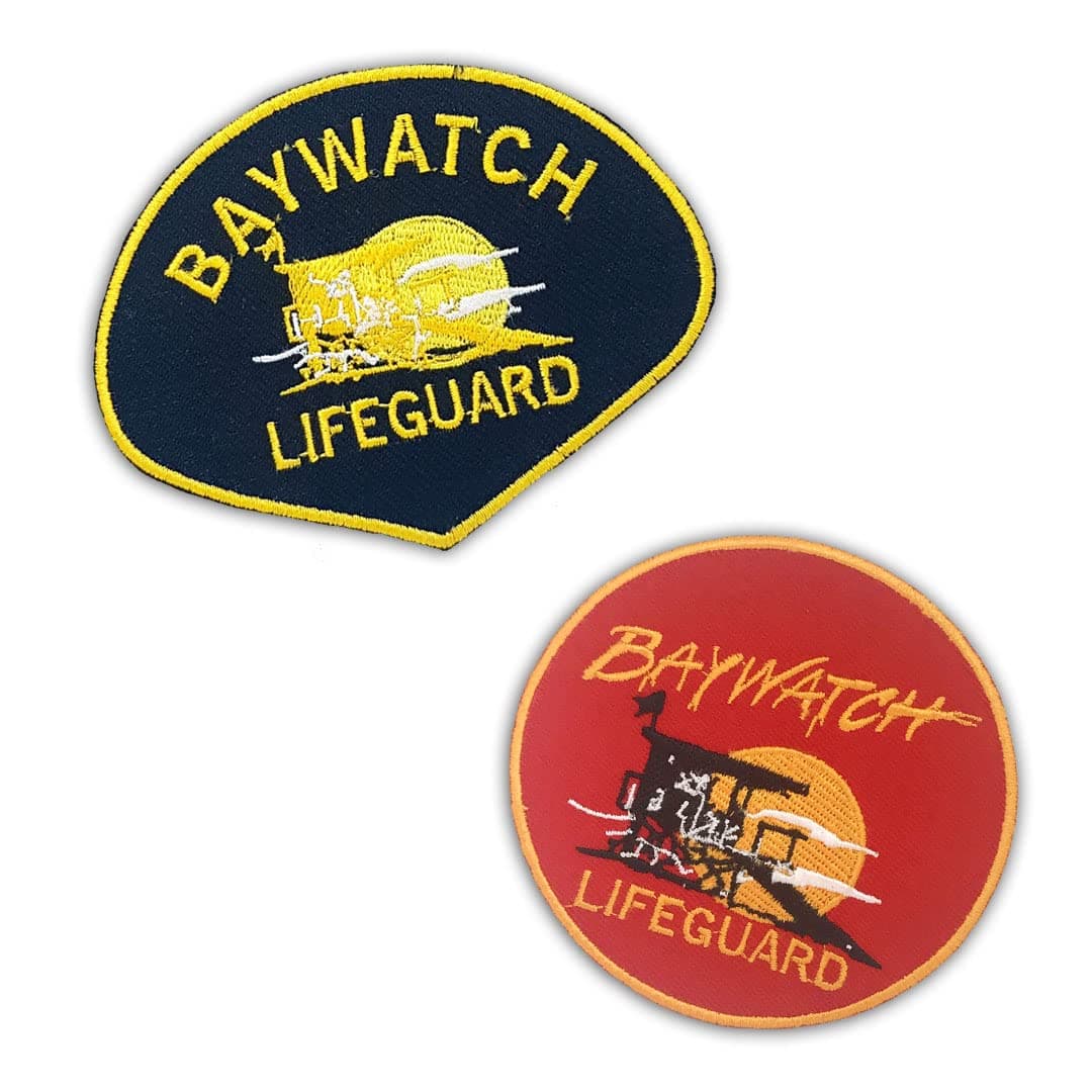 Baywatch Swimsuit Lifeguard Logo Badge Iron or Sew on Embroidered Patches Set