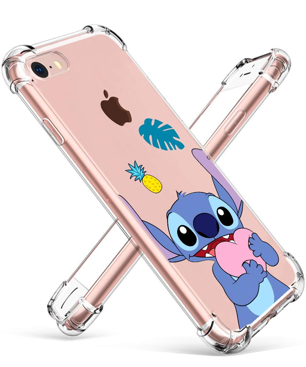 STSNanoCase for iPod Touch 5/6/7 Fashion Cute Cartoon Soft TPU Silicone Cover, Love Stch Design Fun Clear Funny Protective Skin Slim Fit Ultra-Thin Shockproof Teens Kids Cases for iPod Touch 7&6&5
