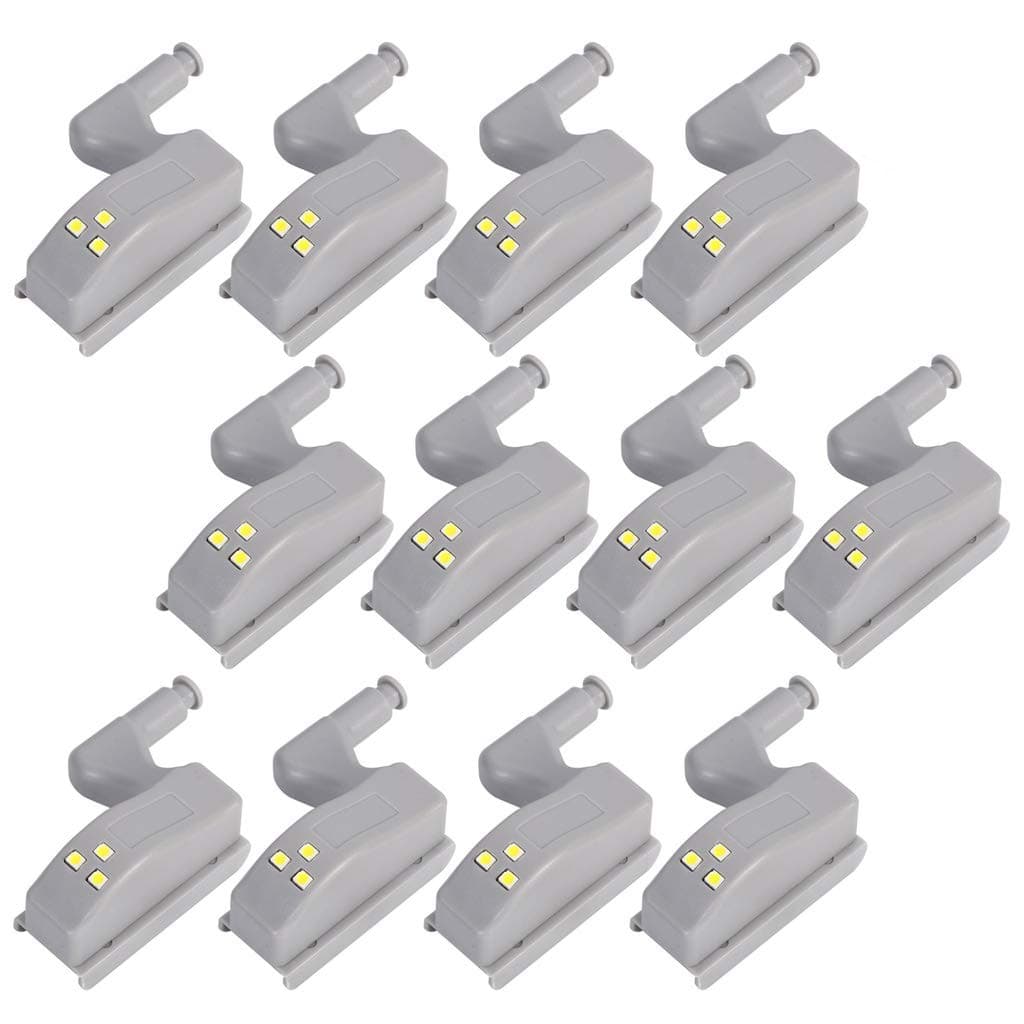 12pcs Cabinet Hinge LED Sensor Light for Living Room/Bedroom/Wardrobe/Kitchen Cupboard, Closet Night Lights