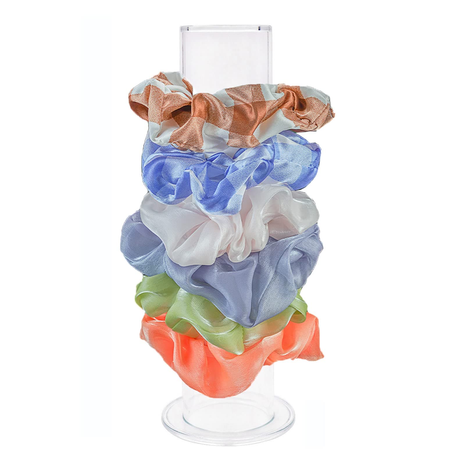 Acrylic Scrunchie Holder, Clear Hair Tie Accessories Stand,Bracelet Stand,Hair Bracelet Display Accessories Organizer Cute Room Decor for Teen Girl Gifts