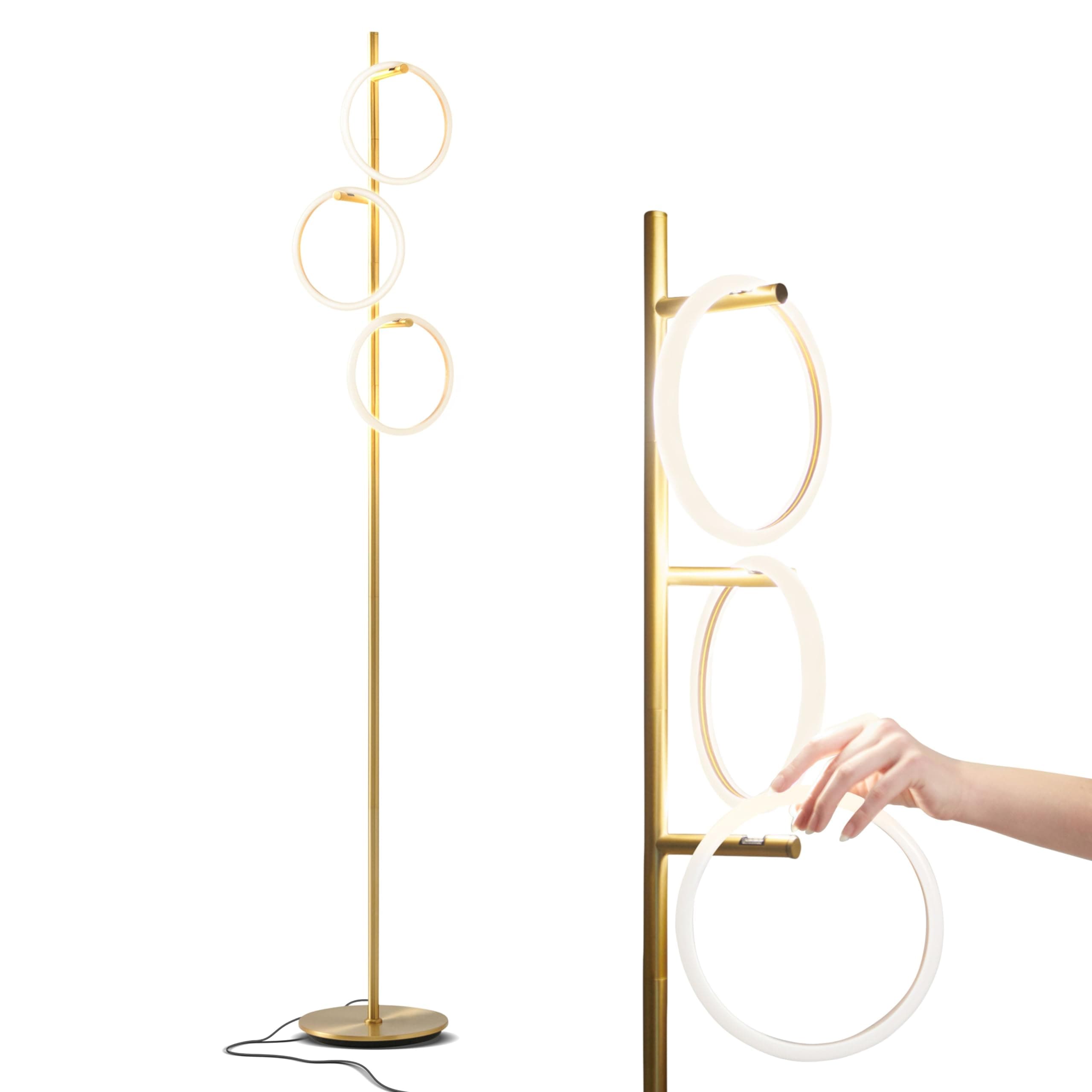 Saturn Floor Lamp, Great Living Room Decor, Tall Contemporary Standing Tree Light for Offices, Living Rooms, with 3 LED Heads for Bedroom Reading - Gold/Brass