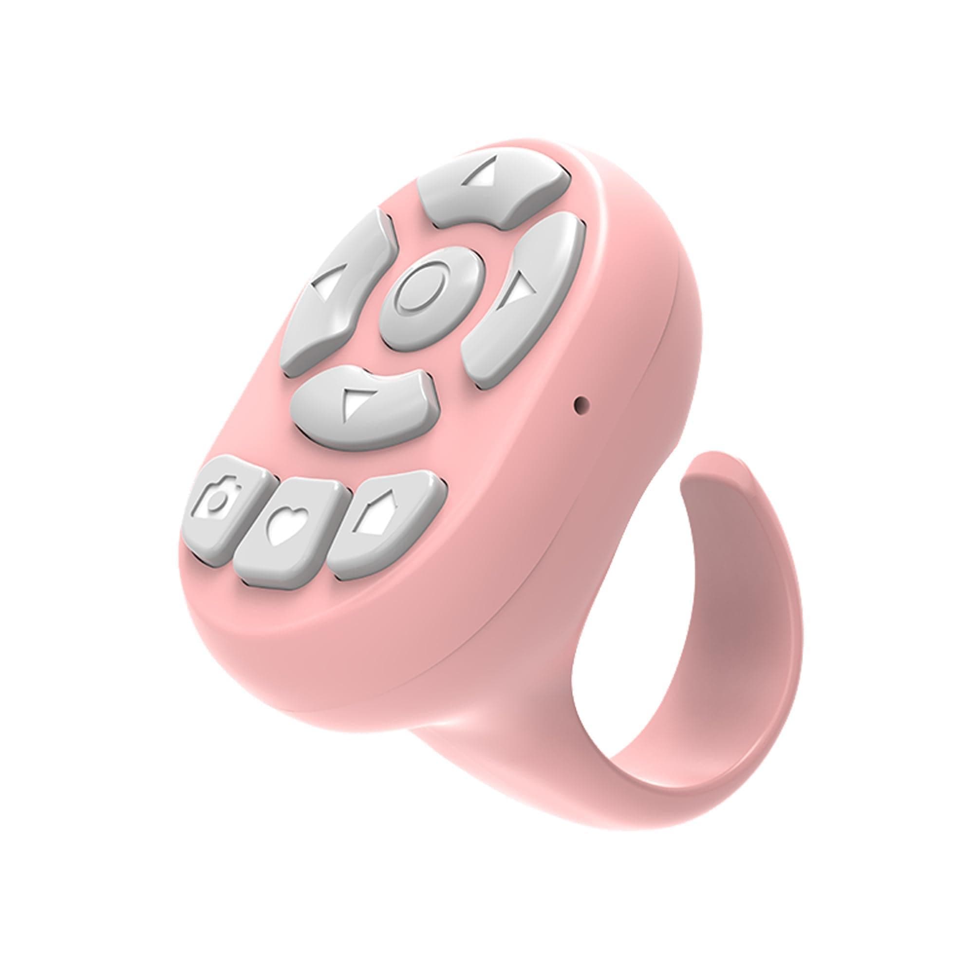 TikTok Scrolling Ring Microphone Remote Control,Fingertip Wireless Bluetooth Remote Control;for iPhone,Google Pixel,Samsung Phone (Pink)