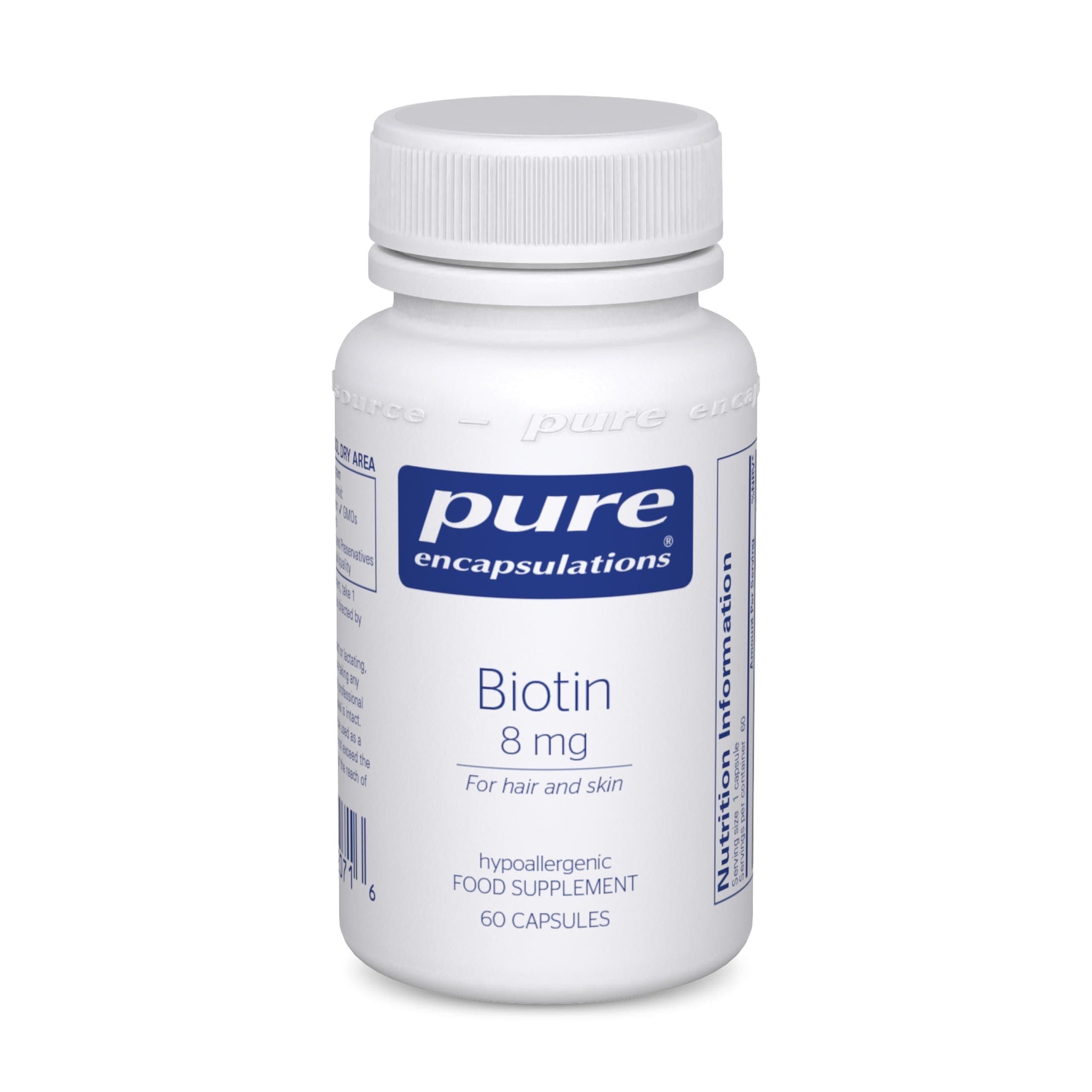 Biotin 8mg - for Hair, Skin & Nails - for Women & Men - 60 Capsules