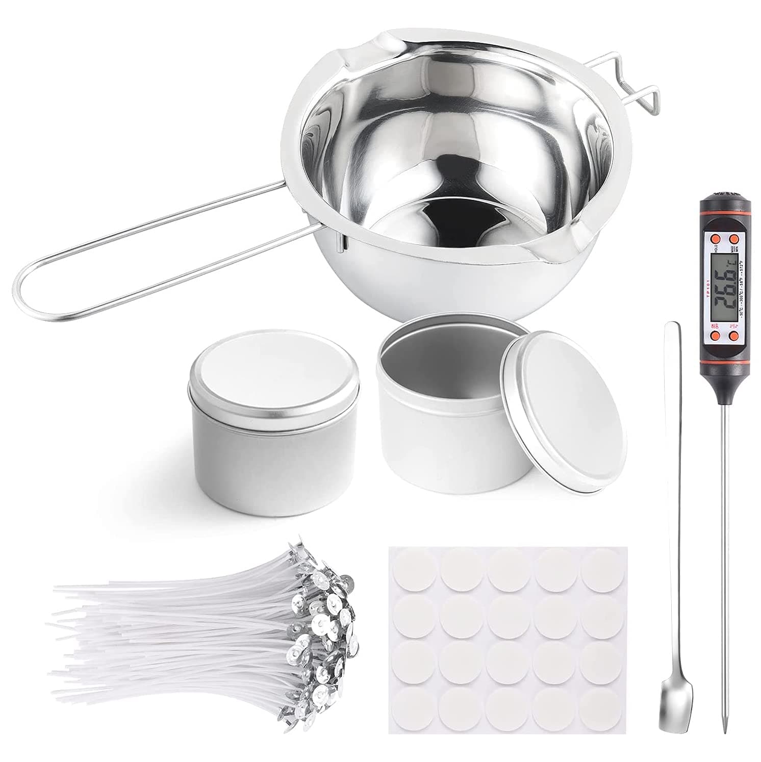 400ml Candle Making Kit, Candle Wax for Making Candles 12cm / 15cm Double Wax Core, DIY Material Set Aromatherapy Candle Set Candle Mold Soy Wax Creative Gift, Suitable for Beginners, Adults