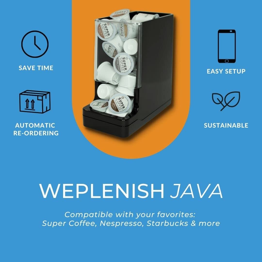 Java Smart Coffee Pod Holder with Amazon Dash Replenishment for Nespresso Capsules and Keurig K-Cups - Black