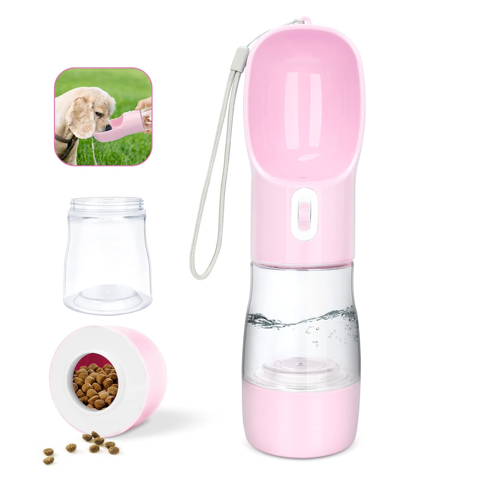 madekingDog Water Bottle Portable Pet Water Bottle Leak Proof Dog Water Dispenser and Food, Lightweight Dog Travel Water Bottle Bowl for Walking and Travel