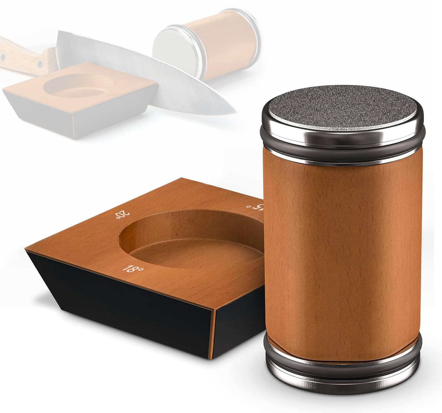 Rolling Knife Sharpener, Multi-Angle Knife Sharpening Tool with Industry Diamonds for Kitchen Knives - Knife Sharpener Kit Offers 15, 17, 20 & 22 Degree Sharpening, 4 Angle