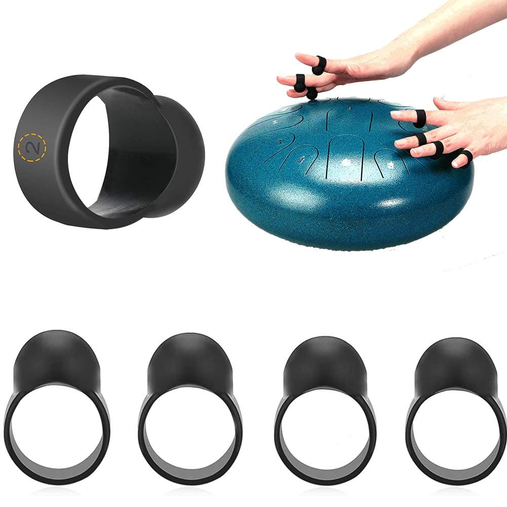 Yowin Steel Tongue Drum Finger Picks, Silicone Rubber Knocking Finger Sleeves Handpan Percussion Instrument (4 Pcs)