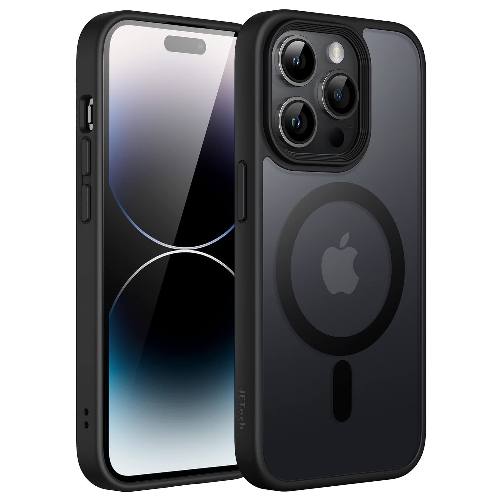 JETech Magnetic Case for iPhone 14 Pro Max 6.7-Inch Compatible with MagSafe, Translucent Matte Back Slim Shockproof Phone Cover (Black)