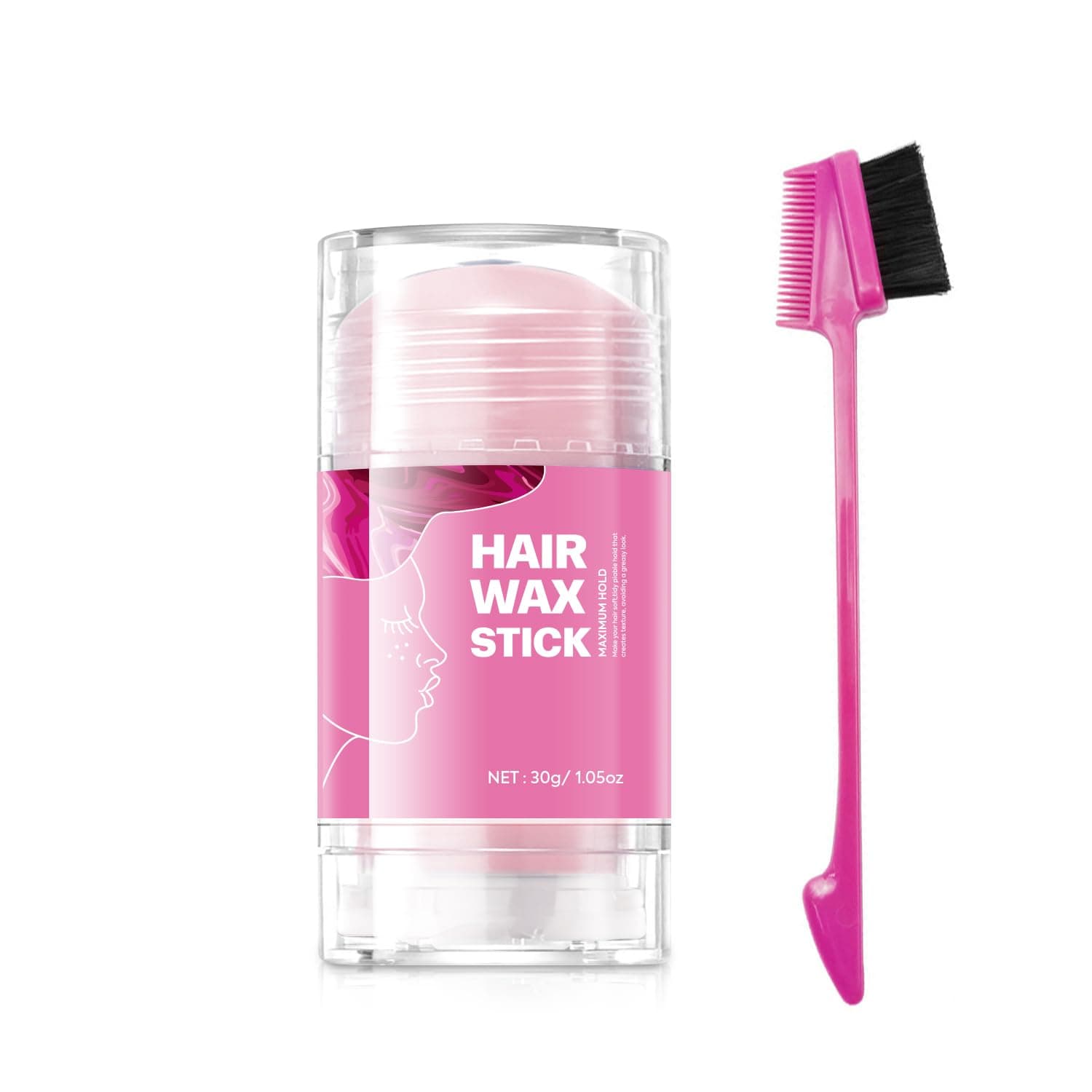 Immetee Hair Wax Slick Stick for Women - Edge Control Gel, Smooth Frizz Hair Stick, 30g (Pink)