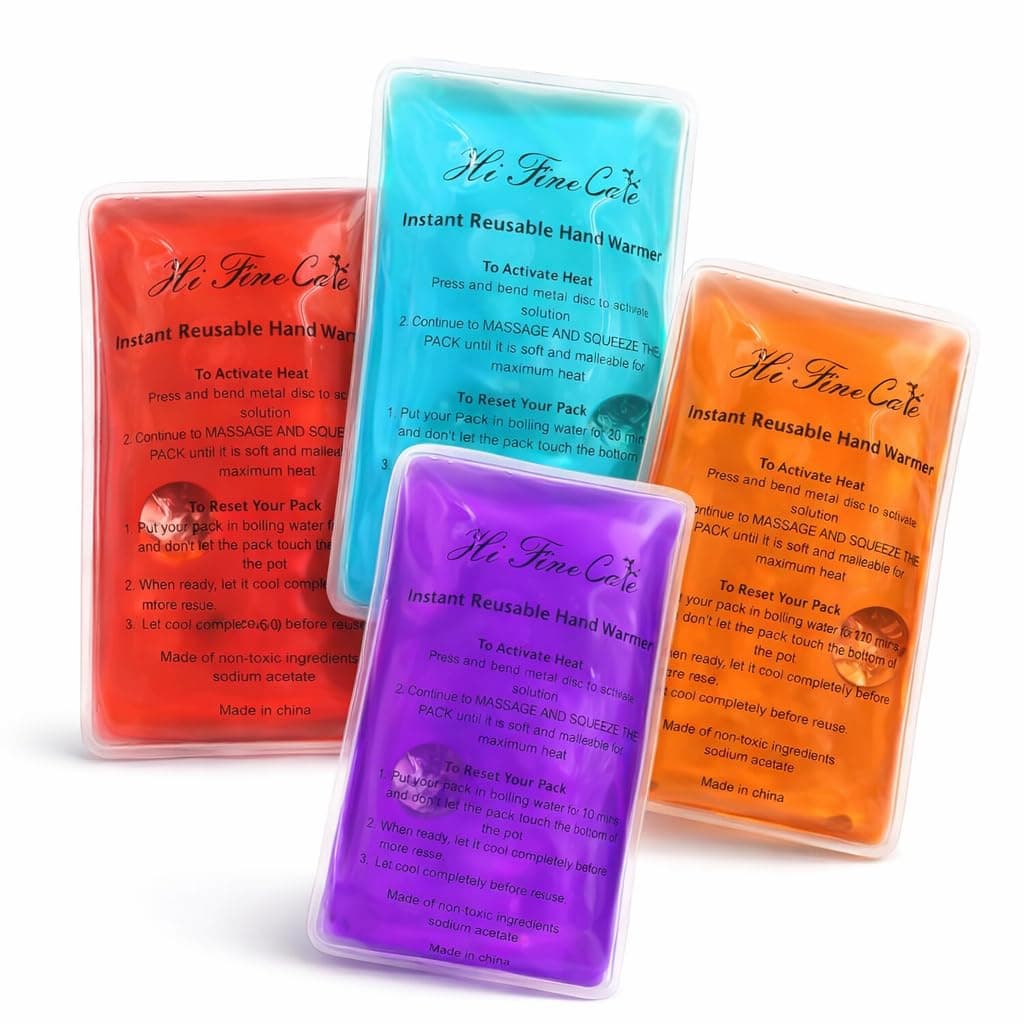 Reusable Snap Heat Pack, Hand Warmers Click, Boil Click Heat Pocket Hand Warmer, Pouch Gel Hand Warmers Long Lasting Warmth (4 Pack