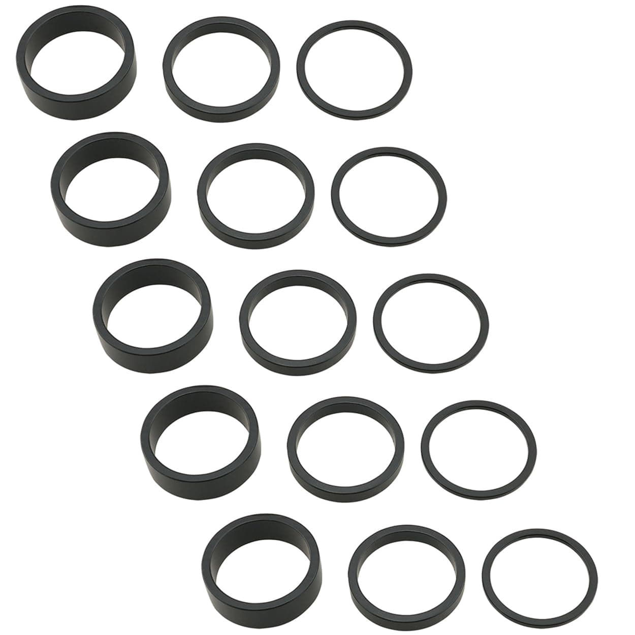 Ruiwaer 5Sets Black Aluminum Alloy Headset Stem Spacer Fork Washer Bicycle Headset Spacer Bike Handlebar Stem Spacers for MTB BMX Mountain Road Bikes Cycling (5 pcs 2mm, 5 pcs 5mm, 5 pcs 10mm)