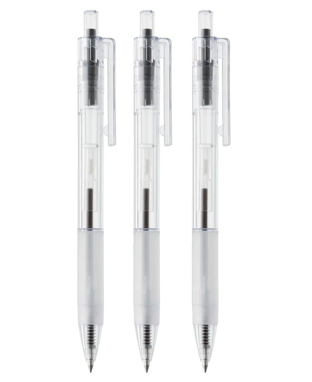 MUJIPolycarbonate Clear Ball Point Gel Pen Black 0.7mm 3pcs