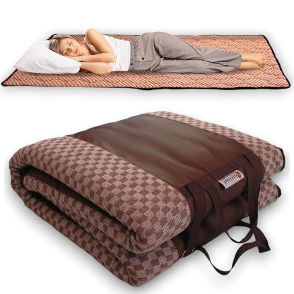 Foldable Mattress for Floor Sleeping, Premium Folding Mattress Soft PU Foam Cotton Single, Lightweight, Travel Friendly, Hostel & Home Sleeping, Easy to wash (Brown 72"X48"X1")