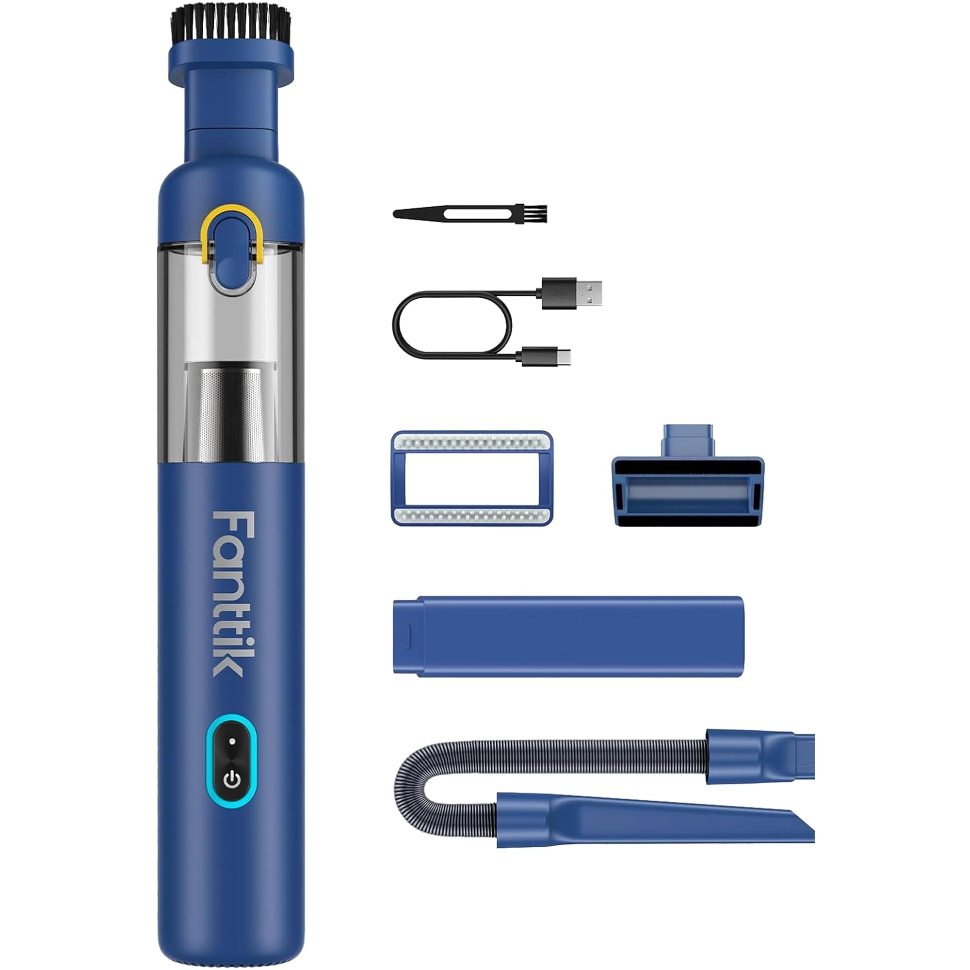 Fanttik V8 Mate Car Vacuum Cleaner, 12,000 Pa, Handy Cleaner, Strong Suction, 19.2 oz (540 g), Lightweight, Small Vacuum Cleaner, Rapid Charging, 30 Minutes of Operation, Cordless Type-C Charging, Car