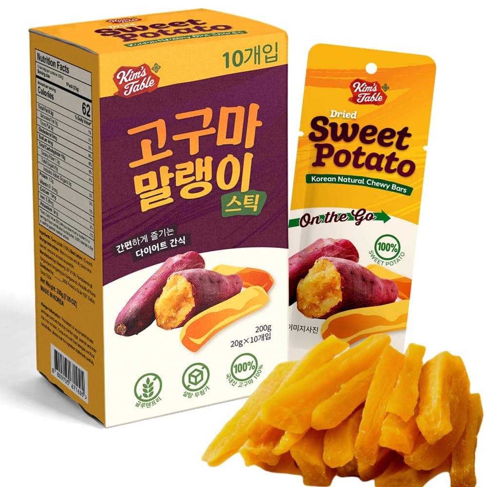 Dried Sweet potato Korean Snacks (10 Packs) Glueten Free Pre Workout Healthy Foods, Korean Diet Foods/Natrural 100% Snacks for Golf, Travel and Wild Activity/Unsweetened 고구마 말랭이